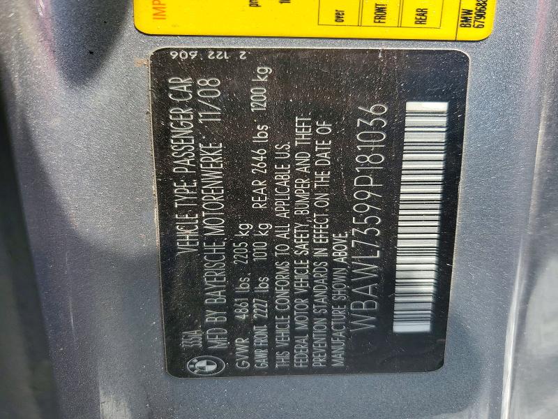 Продажа на аукционе авто 2009 Bmw 335, vin: WBAWL73599P181036, номер лота: 52059776