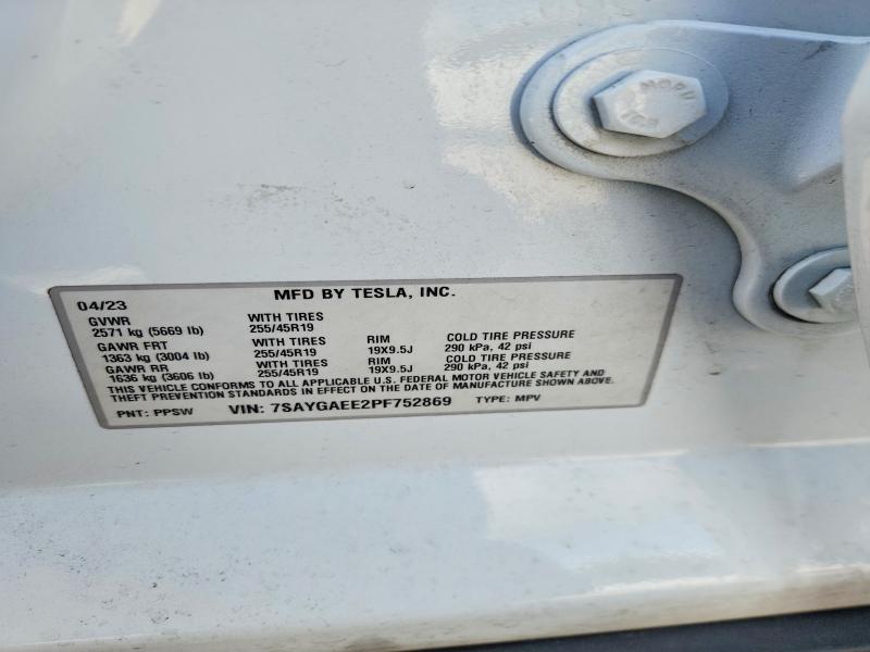 Продажа на аукционе авто 2023 Tesla Model Y, vin: 7SAYGAEE2PF752869, номер лота: 54003656
