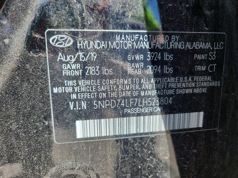 Продаж на аукціоні авто 2020 Hyundai Elantra, vin: 5NPD74LF7LH523804, номер лоту: 52839486