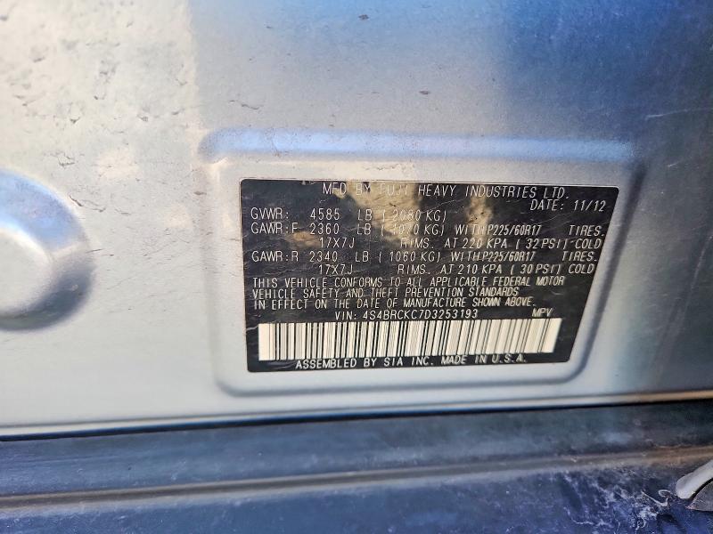 2013 Subaru Outback მანქანა იყიდება აუქციონზე, vin: 4S4BRCKC7D3253193, აუქციონის ნომერი: 52513346