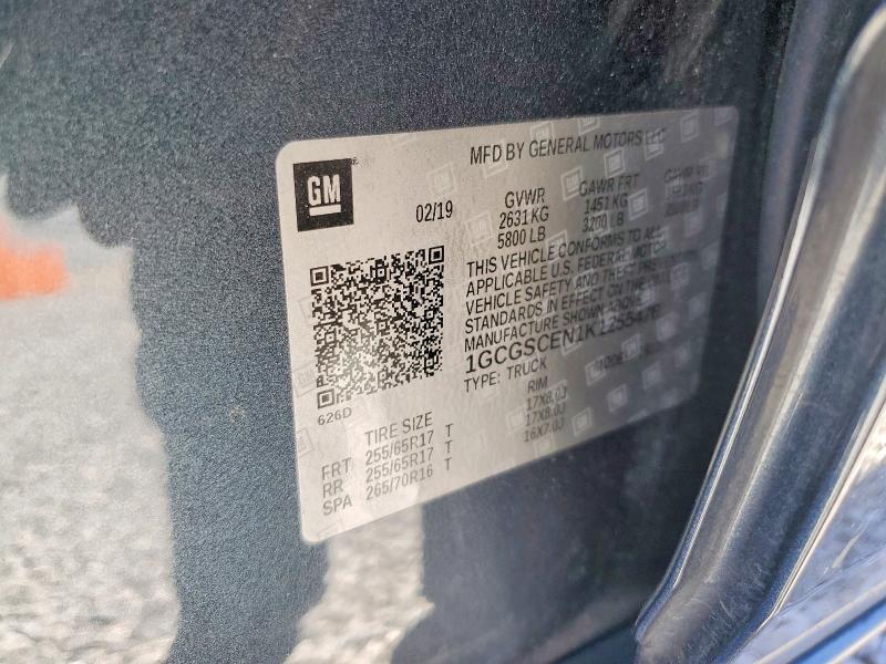54080316 :رقم المزاد ، 1GCGSCEN1K1255476 vin ، 2019 Chevrolet Colorado مزاد بيع