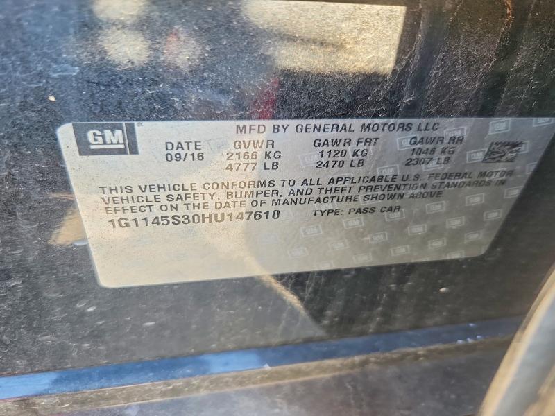 2017 Chevrolet Impala მანქანა იყიდება აუქციონზე, vin: 1G1145S30HU147610, აუქციონის ნომერი: 53065746