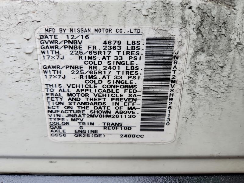 2017 Nissan Rogue მანქანა იყიდება აუქციონზე, vin: JN8AT2MV8HW261130, აუქციონის ნომერი: 52236826