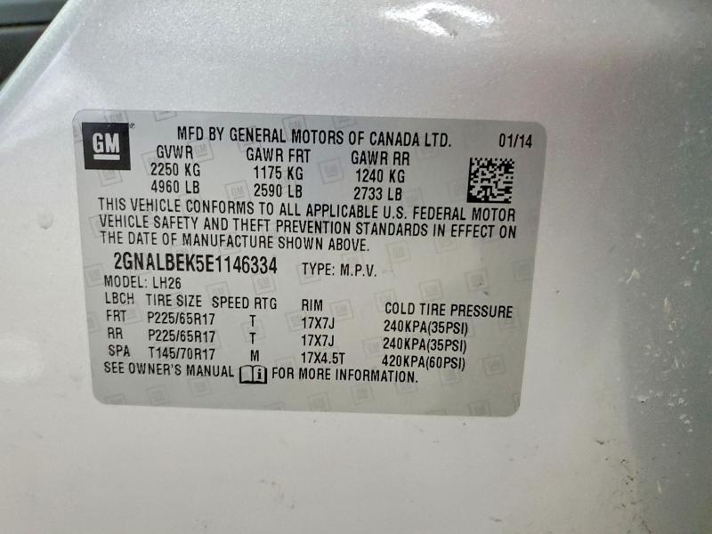 Aukcja sprzedaży 2014 Chevrolet Equinox, vin: 2GNALBEK5E1146334, numer aukcji: 52702616