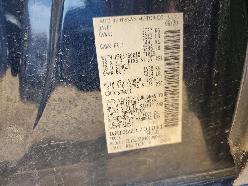 Продаж на аукціоні авто 2020 Nissan Frontier, vin: 1N6ED0EA2LN701011, номер лоту: 53483586