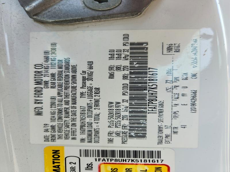 Продажа на аукционе авто 2019 Ford Mustang, vin: 1FATP8UH7K5181617, номер лота: 53588026