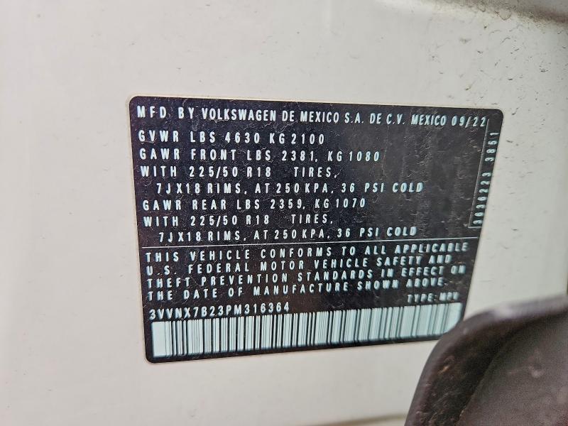 Aukcja sprzedaży 2023 Volkswagen Taos, vin: 3VVNX7B23PM316364, numer aukcji: 52546296