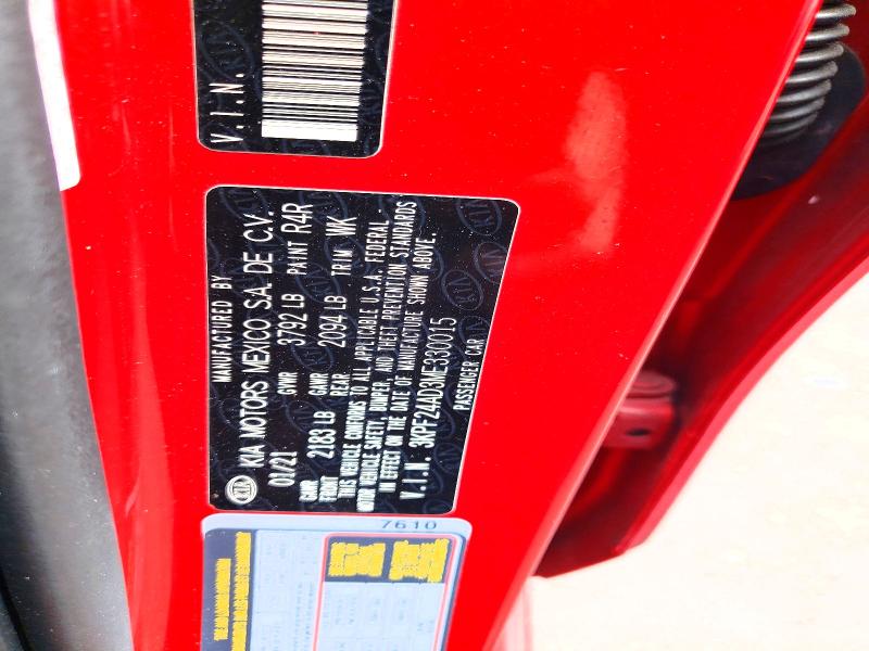 Aukcja sprzedaży 2021 Kia Forte, vin: 3KPF24AD3ME330015, numer aukcji: 55408136