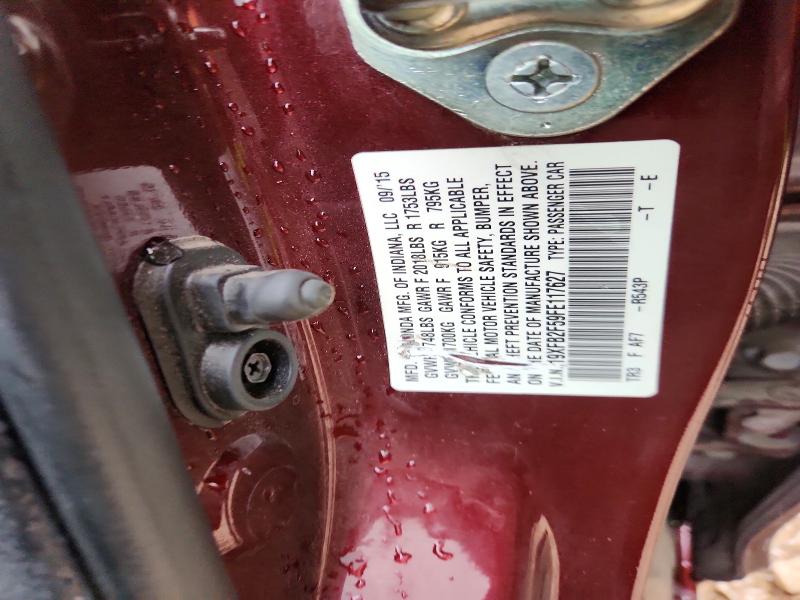 52271696 :رقم المزاد ، 19XFB2F59FE117627 vin ، 2015 Honda Civic مزاد بيع