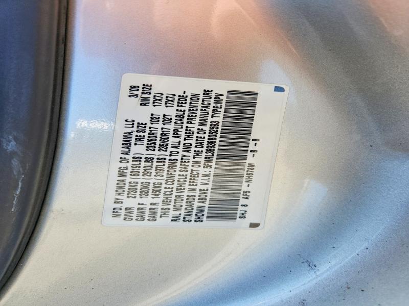 52611716 :رقم المزاد ، 5FNRL38938B052593 vin ، 2008 Honda Odyssey مزاد بيع