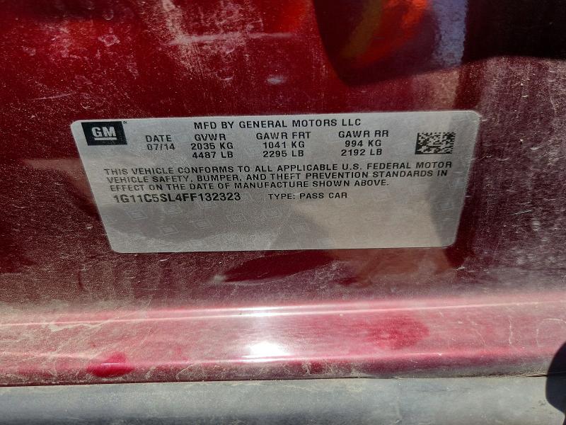 55338146 :رقم المزاد ، 1G11C5SL4FF132323 vin ، 2015 Chevrolet Malibu مزاد بيع