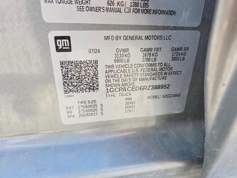Продажа на аукционе авто 2024 Chevrolet Silverado, vin: 1GCPACED6RZ388952, номер лота: 54818336