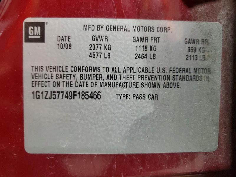 2009 Chevrolet Malibu მანქანა იყიდება აუქციონზე, vin: 1G1ZJ57749F185466, აუქციონის ნომერი: 55389196