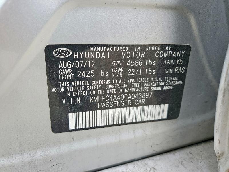 Aukcja sprzedaży 2012 Hyundai Sonata, vin: KMHEC4A40CA043897, numer aukcji: 53235816