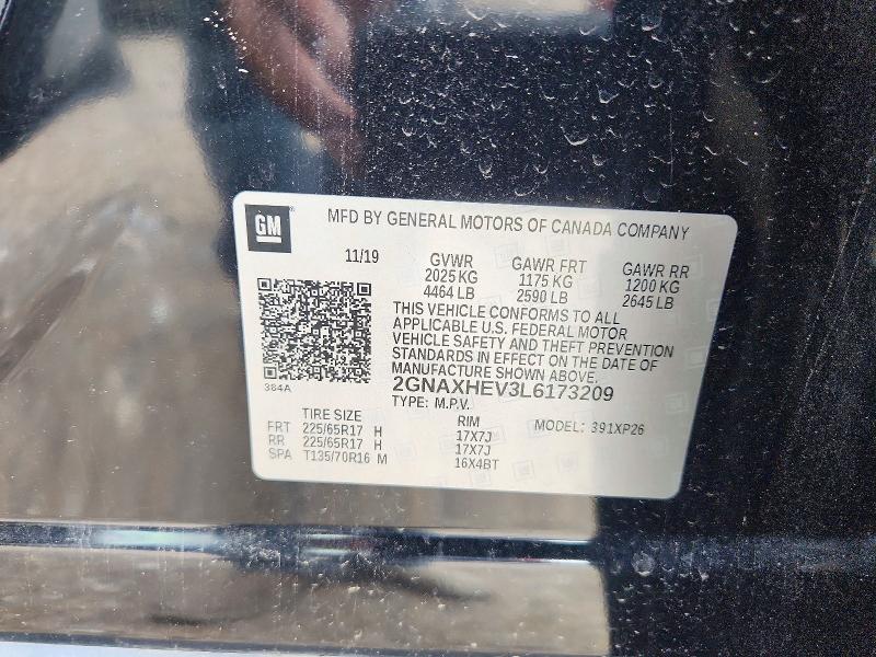 53998506 :رقم المزاد ، 2GNAXHEV3L6173209 vin ، 2020 Chevrolet Equinox مزاد بيع