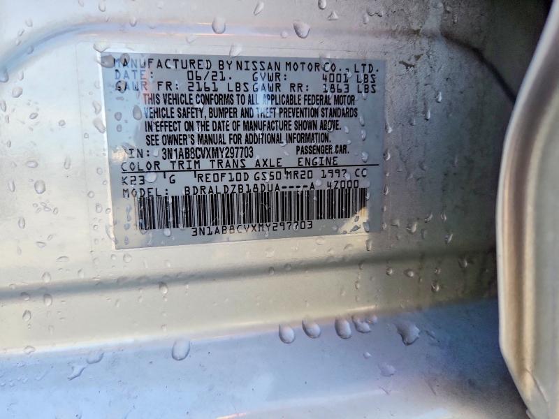Aukcja sprzedaży 2021 Nissan Sentra, vin: 3N1AB8CVXMY297703, numer aukcji: 54535826