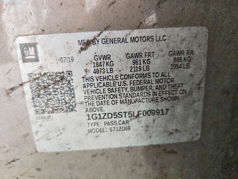 52264876 :رقم المزاد ، 1G1ZD5ST5LF009917 vin ، 2020 Chevrolet Malibu مزاد بيع