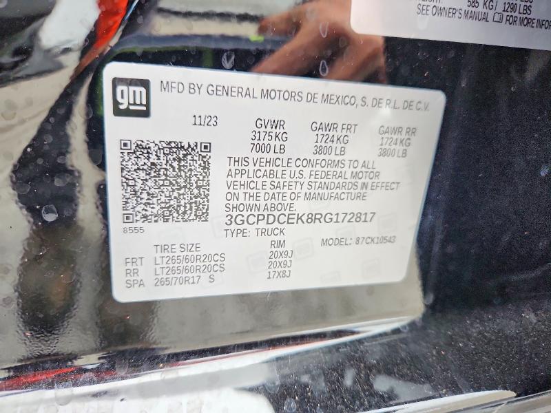 Продажа на аукционе авто 2024 Chevrolet Silverado, vin: 3GCPDCEK8RG172817, номер лота: 53538796