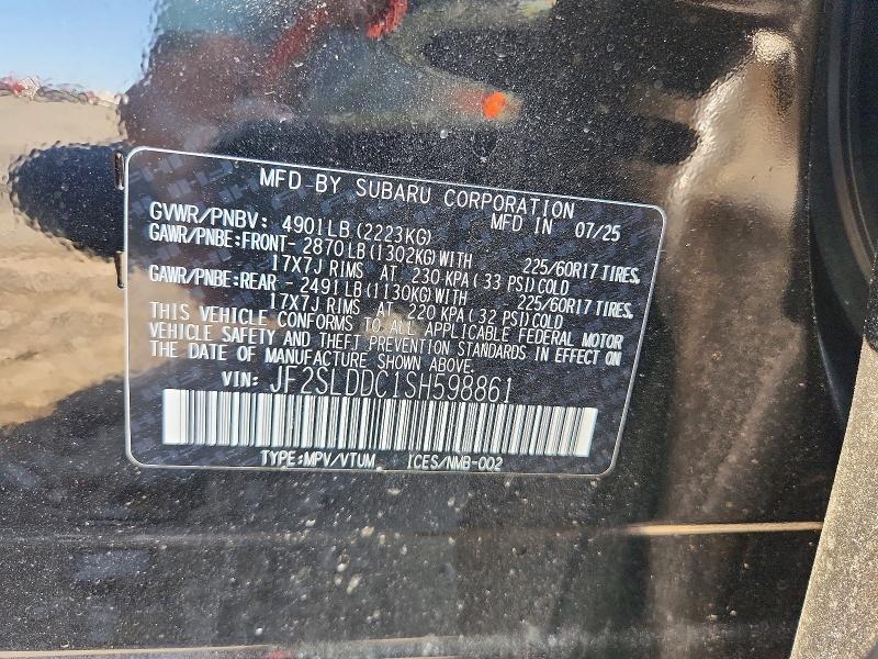 50348546 :رقم المزاد ، JF2SLDDC1SH598861 vin ، 2025 Subaru Forester مزاد بيع