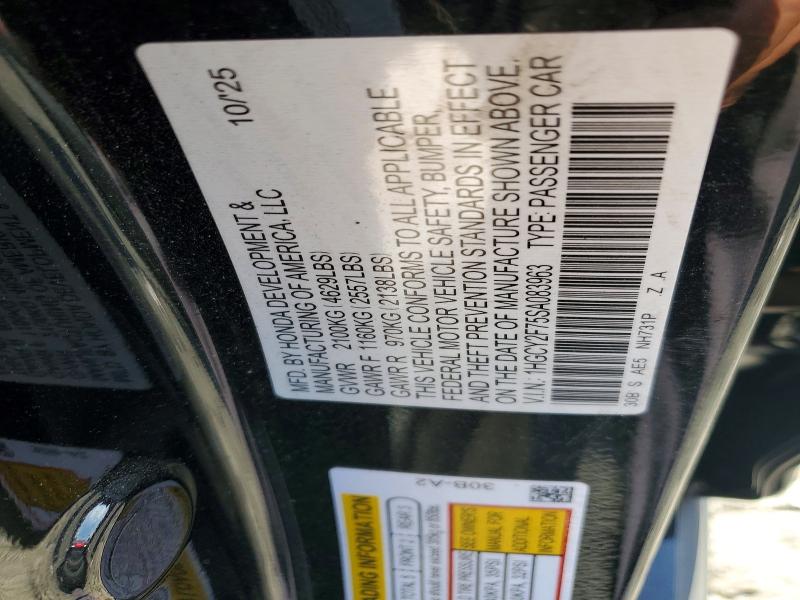 2025 Honda Accord მანქანა იყიდება აუქციონზე, vin: 1HGCY2F75SA083963, აუქციონის ნომერი: 54733986