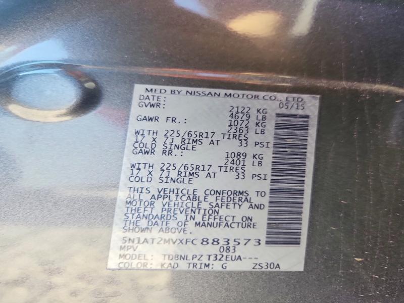 2015 Nissan Rogue მანქანა იყიდება აუქციონზე, vin: 5N1AT2MVXFC883573, აუქციონის ნომერი: 53184386