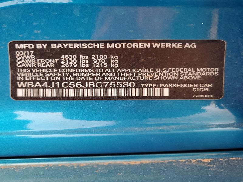54272096 :رقم المزاد ، WBA4J1C56JBG75580 vin ، 2018 Bmw 430i مزاد بيع