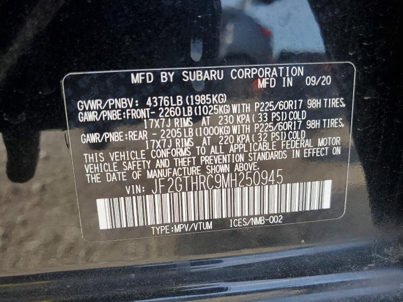Aukcja sprzedaży 2021 Subaru Crosstrek, vin: JF2GTHRC9MH250945, numer aukcji: 53842416