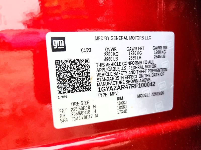 2024 Cadillac Xt4 მანქანა იყიდება აუქციონზე, vin: 1GYAZAR47RF100042, აუქციონის ნომერი: 52881416