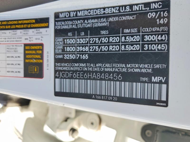 53174596 :رقم المزاد ، 4JGDF6EE6HA848456 vin ، 2017 Mercedes-benz Gls مزاد بيع