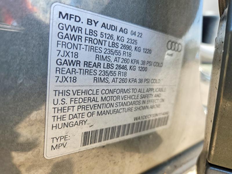 Aukcja sprzedaży 2022 Audi Q3, vin: WA1DECF33N1114060, numer aukcji: 51991346