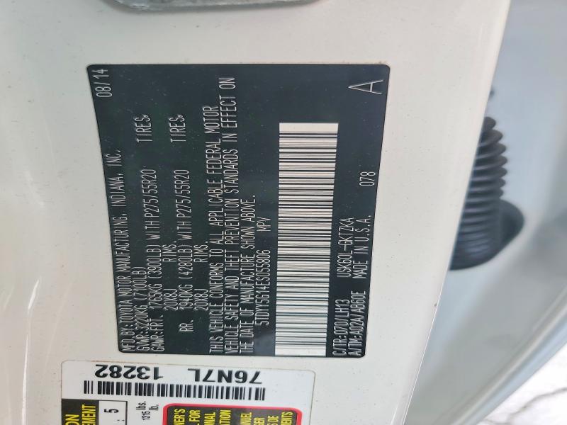 Aukcja sprzedaży 2014 Toyota Sequoia, vin: 5TDYY5G14ES055806, numer aukcji: 55001506