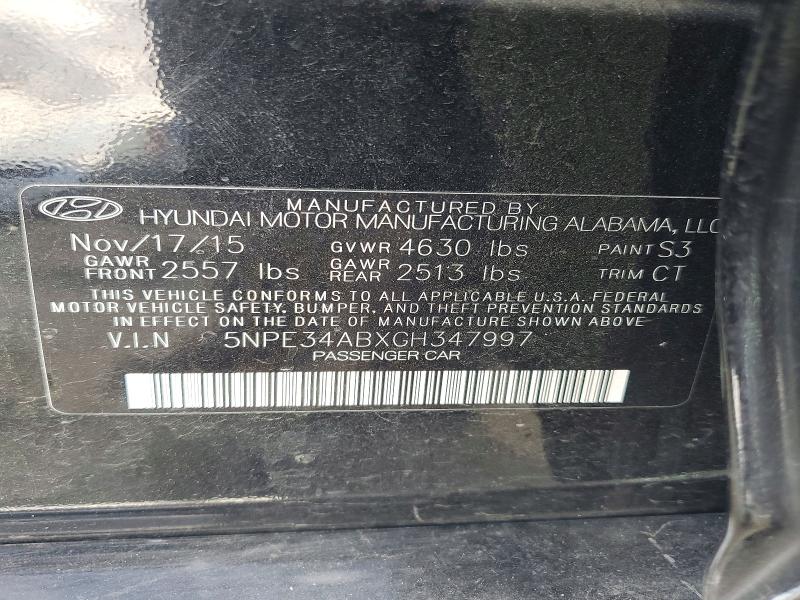 55455986 :رقم المزاد ، 5NPE34ABXGH347997 vin ، 2016 Hyundai Sonata مزاد بيع