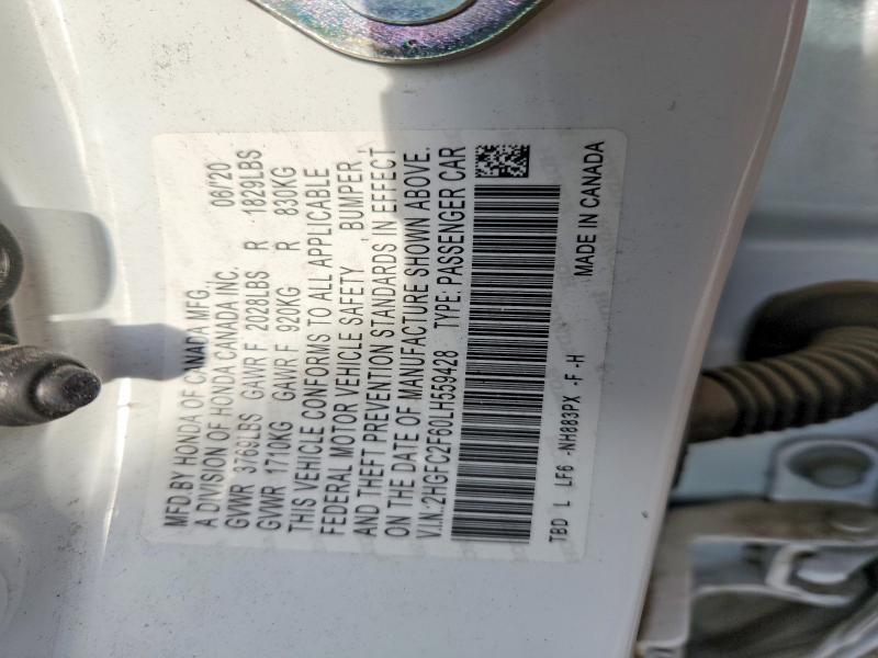 Aukcja sprzedaży 2020 Honda Civic, vin: 2HGFC2F60LH559428, numer aukcji: 52455746