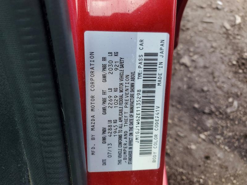 2014 Mazda 6 მანქანა იყიდება აუქციონზე, vin: JM1GJ1W62E1135298, აუქციონის ნომერი: 52006066