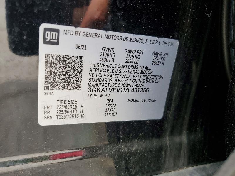 Aukcja sprzedaży 2021 Gmc Terrain, vin: 3GKALVEV1ML401356, numer aukcji: 55088556