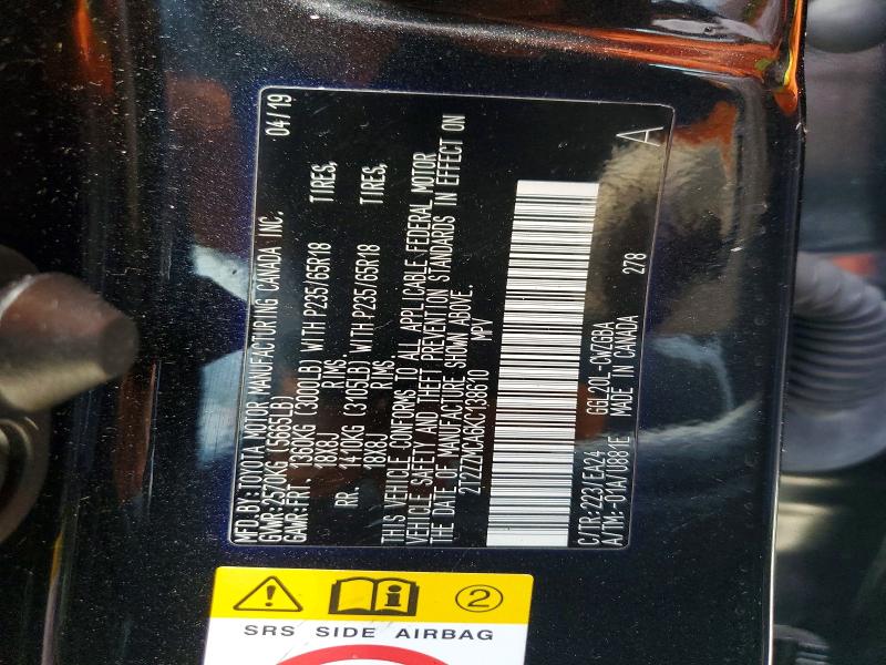 2019 Lexus Rx 350 მანქანა იყიდება აუქციონზე, vin: 2T2ZZMCA6KC138610, აუქციონის ნომერი: 55370766