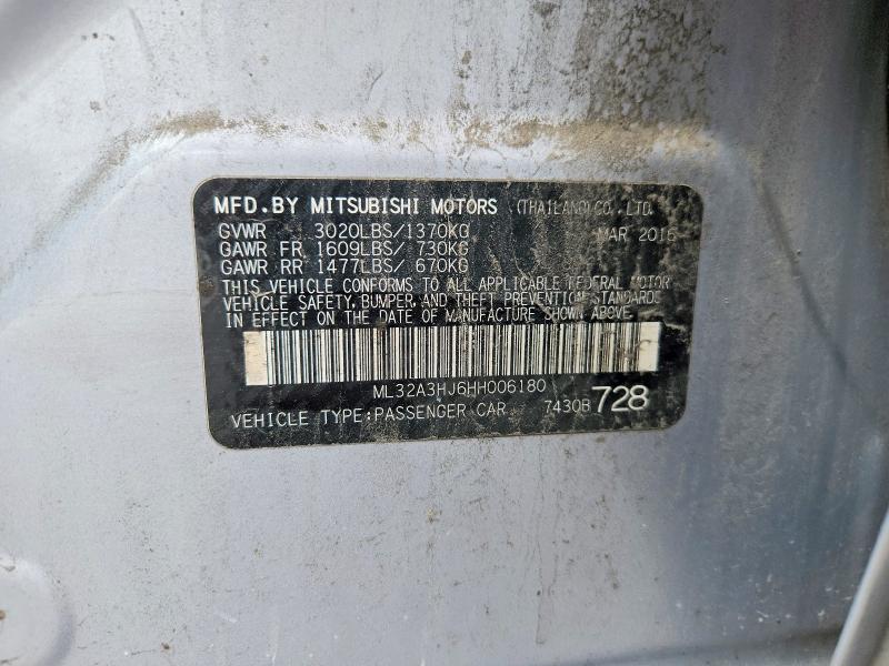 Aukcja sprzedaży 2017 Mitsubishi Mirage, vin: ML32A3HJ6HH006180, numer aukcji: 52684086