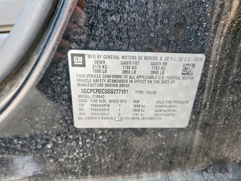 2016 Chevrolet Silverado მანქანა იყიდება აუქციონზე, vin: 3GCPCREC5GG277181, აუქციონის ნომერი: 54529976
