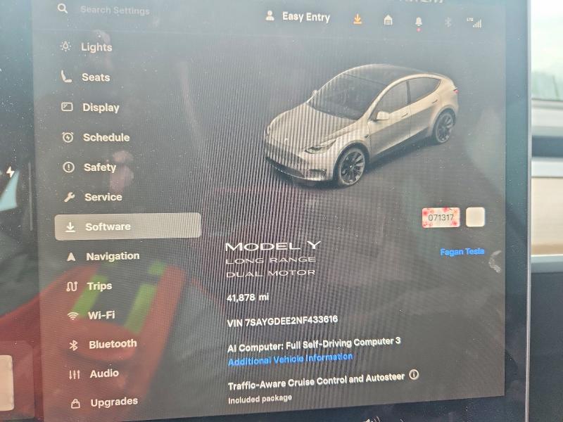 Продажа на аукционе авто 2022 Tesla Model Y, vin: 7SAYGDEE2NF433616, номер лота: 52654136