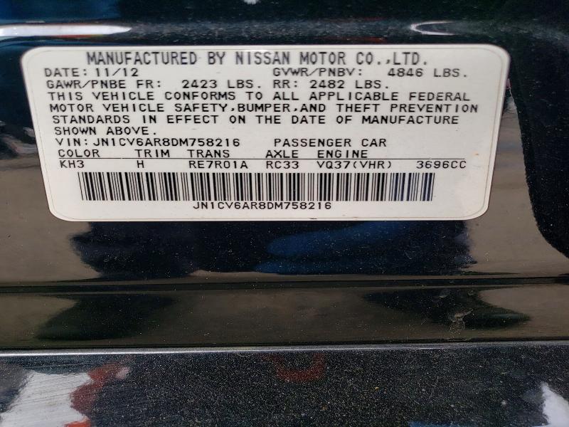 Aukcja sprzedaży 2013 Infiniti G37 Sedan, vin: JN1CV6AR8DM758216, numer aukcji: 52757826