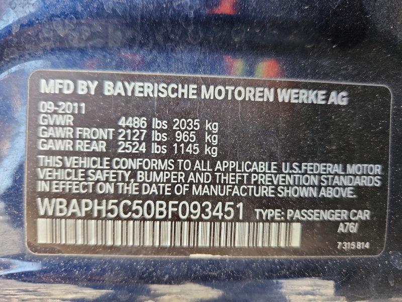 53837896 :رقم المزاد ، WBAPH5C50BF093451 vin ، 2011 Bmw 328 مزاد بيع