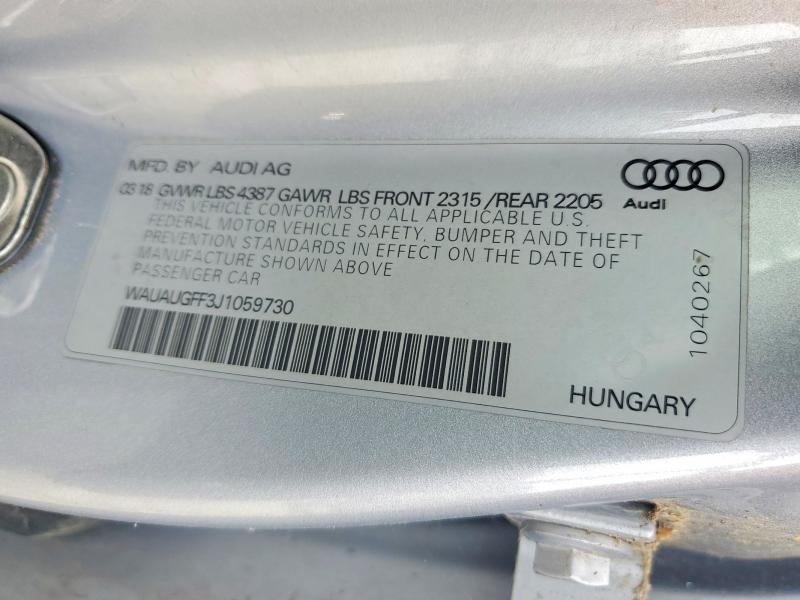 Aukcja sprzedaży 2018 Audi A3, vin: WAUAUGFF3J1059730, numer aukcji: 52504876