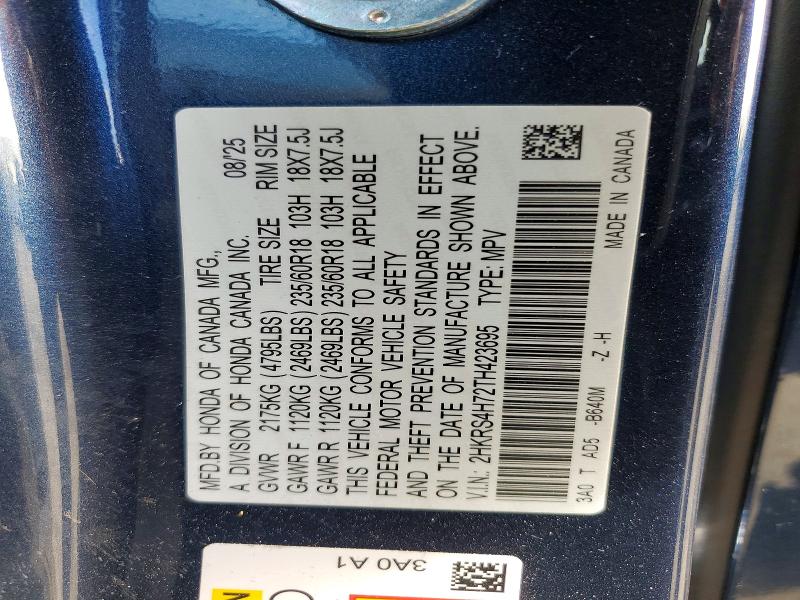 Aukcja sprzedaży 2026 Honda Cr-v, vin: 2HKRS4H72TH423695, numer aukcji: 54009876