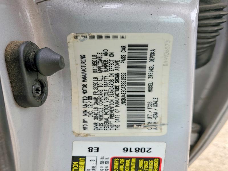 Продаж на аукціоні авто 2010 Toyota Corolla, vin: 1NXBU4EE0AZ321552, номер лоту: 52232946