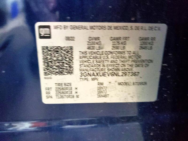 55350356 :رقم المزاد ، 3GNAXUEV6NL297367 vin ، 2022 Chevrolet Equinox مزاد بيع