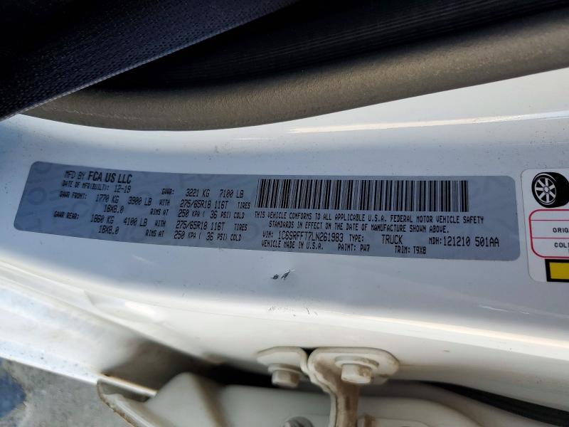 Продаж на аукціоні авто 2020 Ram 1500, vin: 1C6SRFFT7LN261983, номер лоту: 53607856