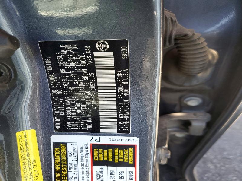 Aukcja sprzedaży 2012 Toyota Camry, vin: 4T1BF1FK4CU572025, numer aukcji: 53609196