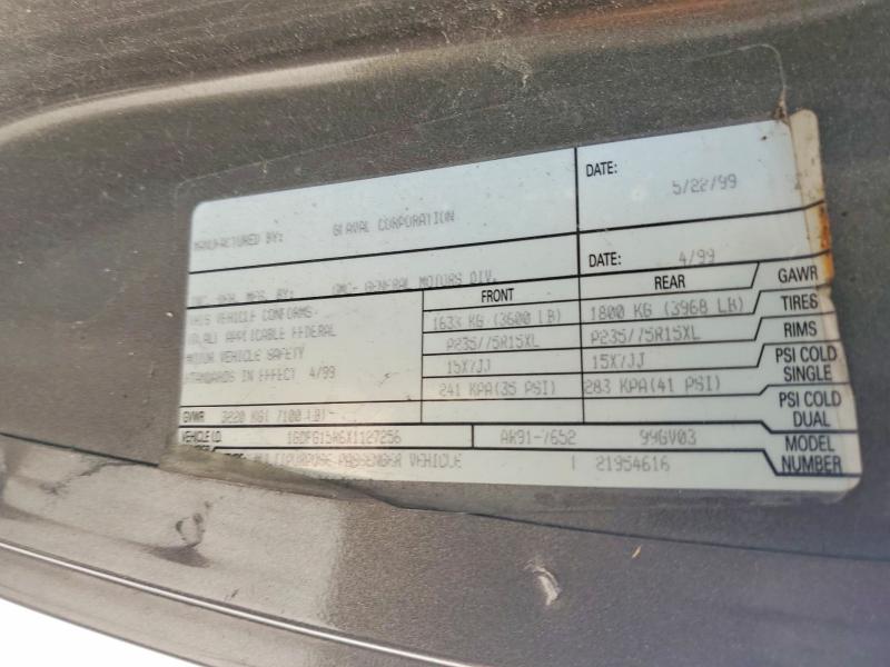 1999 Gmc Savana მანქანა იყიდება აუქციონზე, vin: 1GDFG15R6X1127256, აუქციონის ნომერი: 53393956