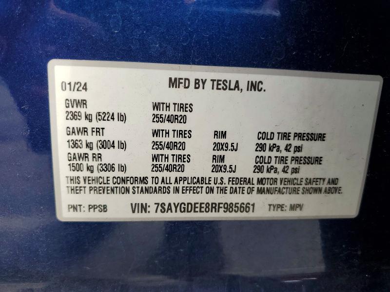 Aukcja sprzedaży 2024 Tesla Model Y, vin: 7SAYGDEE8RF985661, numer aukcji: 55170666