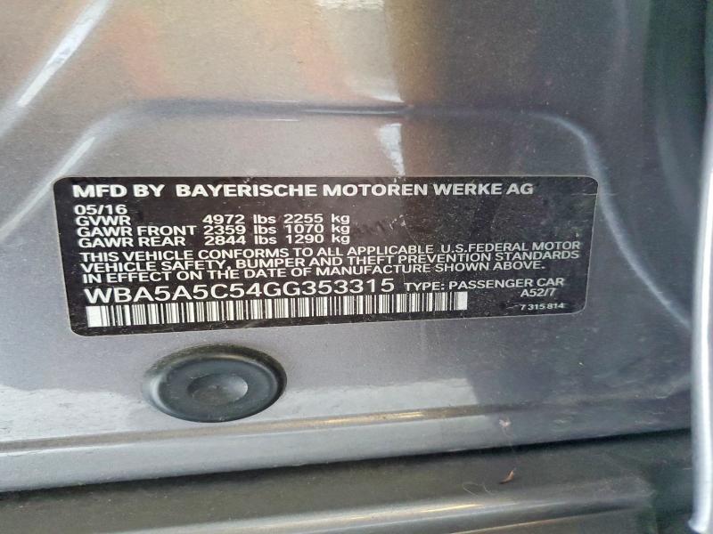 52162746 :رقم المزاد ، WBA5A5C54GG353315 vin ، 2016 Bmw 528 مزاد بيع